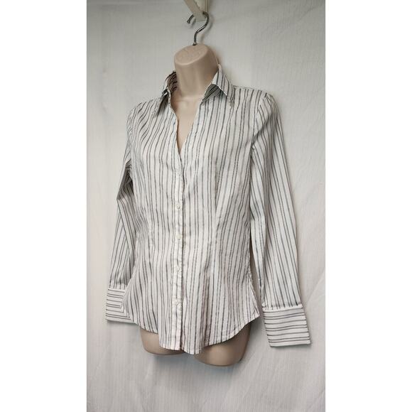Express Design Long Sleeve Striped Black/White Shirt Size Small - Picture 3 of 7